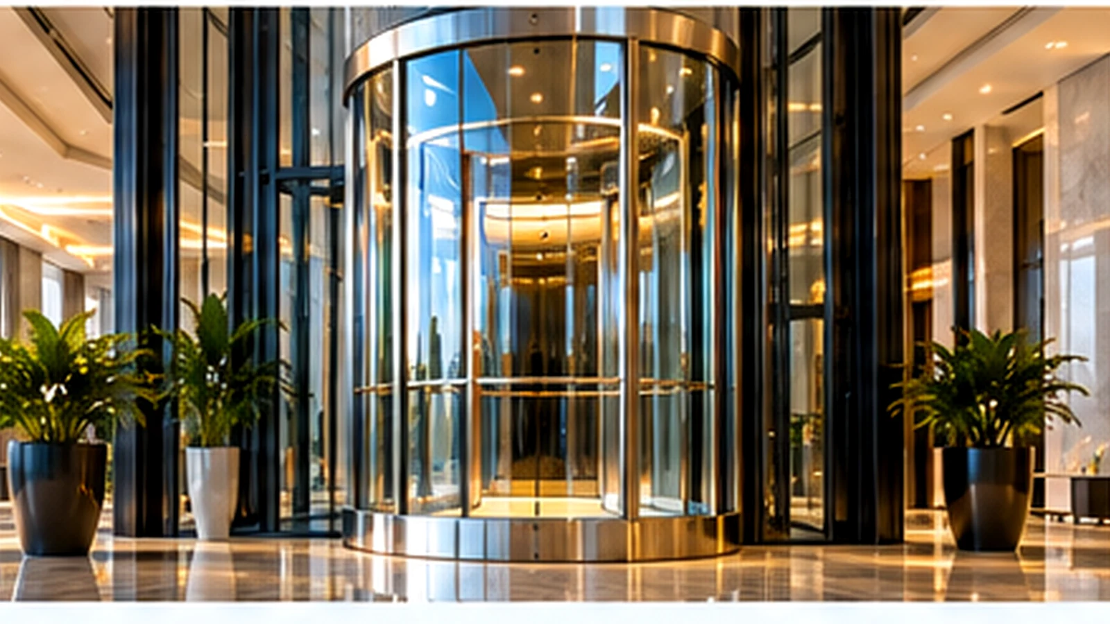 Elegant home lift beside a residential staircase